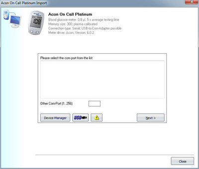 Import your readings from an Acon On Call Platinum into your log book