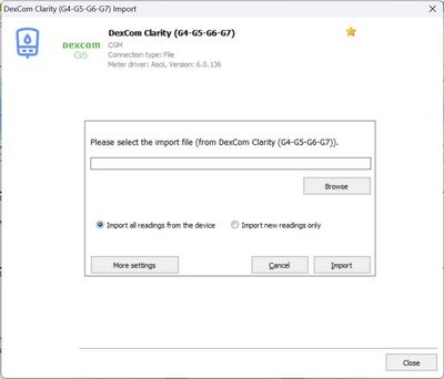 Import your readings from Dexcom Clarity CGMS into your log book