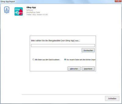 Datenbernahme von der Glimp Exportdatei ins Diabetes-Tagebuch