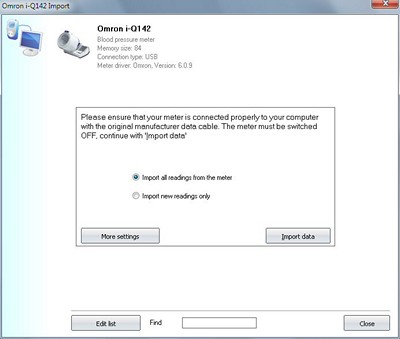 Import your readings from Omron i-Q142 into your log-book
