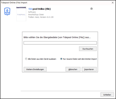 Datenbernahme von Tidepool Online ins Diabetes-Tagebuch
