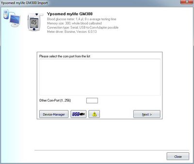 Import your readings from Ypsomed mylife GM 300 into your log-book