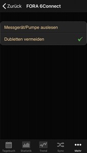Datenbernahme vom Fora 6 Connect ins Diabetes-Tagebuch der iOS App