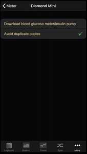 Data transfer from the Fora Diamond Mini into the diabetes logbook of the iOS App