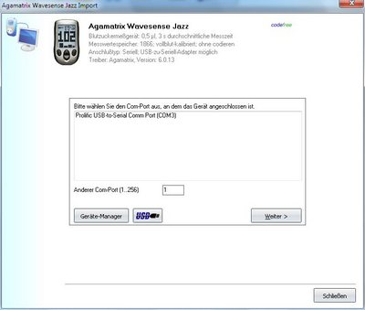 Datenbernahme vom Agamatrix Wavesense Jazz ins Diabetes-Tagebuch